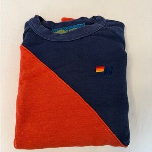 Aviator Nation Navy and Orange Diagonal Hoodie